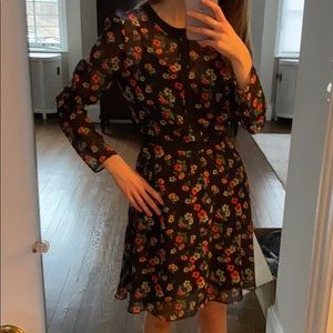 Maje Black Floral Mini Dress